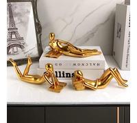 Masvan Gold Home Decor Thinker Reading Women Statue for Living Room, Modern Shelf Decor Accent Decorations, Resin Collectible Figurines Display for Office Bedroom Table Desk,Gold
