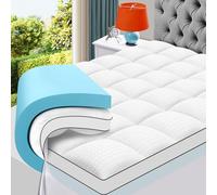 MASVIS Queen Size Dual Layer 4 Inch Memory Foam Mattress Topper, 2 Inch Cooling Gel Memory Foam and 2 Inch Pillow Top Mattress Pad Cover for Back Pain, Medium Support