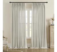 MASWOND Extra Wide Pinch Pleated Sheer Curtains 84W x 108L Greyish Beige