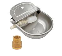 MasXirch Automatic Animal Water Bowl, Dog Waterer Livestock Drinking Water Dispenser with Drain Plug and Connector Stainless Steel Cattle Water Trough for Horses Dogs Goat Pig