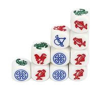 MasYosh 10pcs 14mm Animal Dice Set, Plastic Rounded Dice Cubes Filled with Fish Shrimp Crab, for Board Games Games Educational