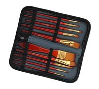 MasYosh 10Pcs Watch Cleaning Brush Kit, Original Wood Handle Bristle Brushes with Ergonomic Design, for Watch Repair and Movement Cleaning (Red)