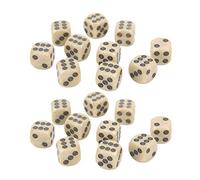 MasYosh 20 Pcs Six Sided Dice, 16mm White Pearl Grain Circle Dots, with Clear Printed Numbers, for Table Board Games Math Teaching Home Learning