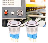 MasYosh 2Pcs DC3-6V 22mm Ring Self Locking 6 Pin Push Button Switch Replacement Accessory (Red)