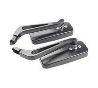 MasYosh 2pcs Motorcycle Rearview Mirror, Rectangular Aluminum Alloy Retro Style Handlebar Mirror with Smoke Blue Adjustable Angle, for Most Motorbikes