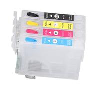 MasYosh 4 Pcs Ink Set, Black Cyan Magenta Yellow Permanent Chip Reusable Printer Refill Inkjet Cartridges, with Good Sealing, for Printing Photos Documents Test Papers (T1321/T1332/T1333/T1334)