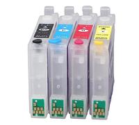 MasYosh 4Pcs Ink, Reusable Printer with Permanent Chip, Smooth Ink Output No Leakage, for Printing Photos Test Papers Documents BK C M Y (T0561/T0562/T0563/T0564)