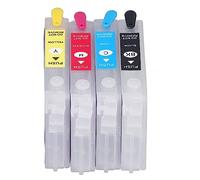 MasYosh 4Pcs Ink, Reusable Printer with Permanent Chip, Smooth Ink Output No Leakage, for Printing Photos Test Papers Documents BK C M Y (T0631/T0632/T0633/T0634)