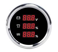MasYosh 52mm Digital Sewage Water Level Gauge, IP67 Stainless Steel 316L Bezel Red Backlight Voltage Meter, with Snap on Connections for Boat Yacht RV 9 to 32VDC (Black Dial Silver Bezel)