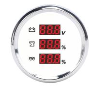 MasYosh 52mm Digital Sewage Water Level Gauge, IP67 Stainless Steel 316L Bezel Red Backlight Voltage Meter, with Snap on Connections for Boat Yacht RV 9 to 32VDC (White Dial Silver Bezel)