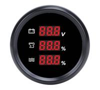 MasYosh 52mm Digital Sewage Water Level Gauge, IP67 Stainless Steel 316L Bezel Red Backlight Voltage Meter, with Snap on Connections for Boat Yacht RV 9 to 32VDC (Black Dial Black Bezel)