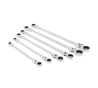 MasYosh 6pcs Flex Head Ratcheting Wrench Set, CRV Steel Extended Double Box End Ratchet Wrench with Two Way Fast Ratchet Mechanism, for Mechanical Automotive Appliance Repair