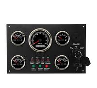 MasYosh Boat Instrument Panel, 5 Gauge Set with Tachometer Fuel Level Water Temperature Oil Pressure Voltmeter, Red Backlight LED, IP67, for Marine RV Yacht Engineering Vehicle