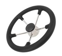 MasYosh Boat Steering Wheel, 5 Spoke Stainless Steel Marine Steering Wheel with PU Foam Grip, for Yachts Speedboats Ships 13.5 Inch