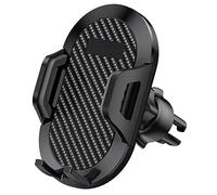 MasYosh Car Phone Holder, Carbon Fiber Style Panel with 360 Degree Adjustable Ball Joint and Anti-Shake Silicone Damping, for Windshield Dashboard Air Vent Desktop (CF33 air outlet model)
