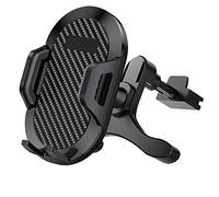 MasYosh Car Phone Holder, Carbon Fiber Style Panel with 360 Degree Adjustable Ball Joint and Anti-Shake Silicone Damping, for Windshield Dashboard Air Vent Desktop (Triangular air outlet model)
