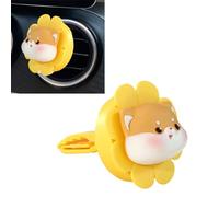 MasYosh Car Vent Clip Fragrance Diffuser Cute Flower Design with Mini Fan for Stylish Car Interior - 1 Piece (Shiba Inu)