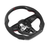 MasYosh Carbon Fiber Steering Wheel Flat Bottom with Nappa Perforated | Hand-stitched Red Stitching, Finger Ridges for Grip, Replacement for 8V B9 Models, Heat-resistant Coating