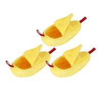 MasYosh Hamster Hammock Nests Winter Warm Banana Shape Hanging House for Small Animals, 3 Sets Pet Supplies for Parrots, Hamsters, Squirrels, 2.8in X 7.9in, Flannelette Material (Yellow)