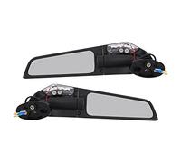 MasYosh Motorcycle Side Mirrors, Convex Glass for Wider Viewing Angle Aluminum Alloy with LED Lights, Replacement for Ninja 250 300 400 650 ZX10R ZX6R 2018 2022