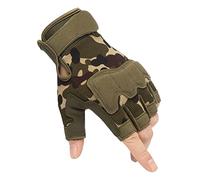 MasYosh Parachutist Protective Gloves, 2 PCS Half Finger Gloves with Thickened Cushion and Raised Guard Board, for Outdoor Motorcycle Cycling Sports (l)