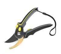 MasYosh Pruning Shears, Stainless Steel SK5 Professional Gardening Scissors with Ergonomic Handle and Lock Catch, for Trimming Trees Shrubs Flowers Potted Plants (Gold)