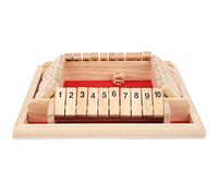 MasYosh Shut the Box Dice Game, Wooden Board Tabletop Math Teaching Tool for Kids Adults, with 10 Numbers and 4 Sided, Great for Family Party and Classroom Learning
