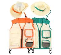 Masyrt 2pcs Kids Explorer Costume Set Bug Hunting Kits for Children Explorer Kit for Children,Cargo Vest and Hat Outdoor Explorer Kit Role Play Cosplay for Insect Explorer Zookeeper