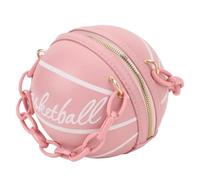 Masyrt Basketball Shape Purse Shoulder Bag PU Leather for Women Girls, Cute Fashionable Handbag with Detachable Strap, Top Design, Ideal for Most Scenarios (Roseate)