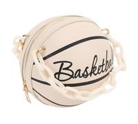 Masyrt Basketball Shape Purse Shoulder Bag PU Leather for Women Girls, Cute Fashionable Handbag with Detachable Strap, Top Design, Ideal for Most Scenarios (White)