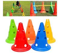 Masyrt Cones and Poles, 33 * 23 * 23 5 Pieces Football Training Cones Conical Obstacle Bar Bucket Sign Barrier with Holes (Assorted Color)