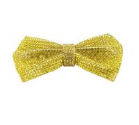 Masyrt Crystal Bow Decor, Retro Bow Patch with Rhinestones for Clothing, Bag, Jacket, Shoes, Delicate Touch (Yellow)