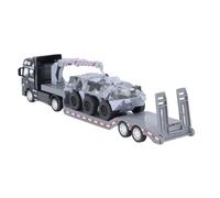 Masyrt Detachable Simulation Military Flatbed Trailer Toy with Armored Truck Model - Collectible for Boys (Grey)