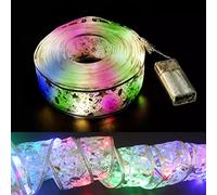 Masyrt Fairy Lights LED String Ribbon, Ideal for Christmas Tree and Outdoor Garden Decor, Glowing Lights for Room and Terrace Decorations (5 or 10 Meters) (Silver + Colored Light