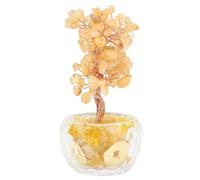 Masyrt Feng Shui Money Tree Luck Tree Wealth Artificial Crystal Bonsai Home Decor with Elegant Design for Good Fortune Prosperity Gift (Yellow)