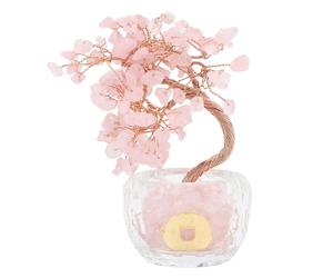 Masyrt Feng Shui Money Tree Luck Tree Wealth Artificial Crystal Bonsai Home Decor with Elegant Design for Good Fortune Prosperity Gift (Pink)