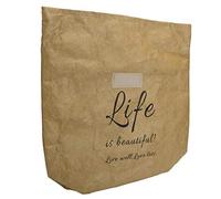 Masyrt Insulated Lunch Bag with Aluminum Foil Lining Leakproof Reusable Kraft Paper Lunch Box Bag for Office School Picnic Beach BBQ Food Storage 12.2x4.3x7.9in (Brown)