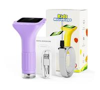 Masyrt Kids Microscope,2 in Handheld Digital Miniscope with 8 LED Light 100X-1000X Manual Focusing,Mini Portable Pocket Microscope Funny Educational Science Toy for Boys Girls (Purple)