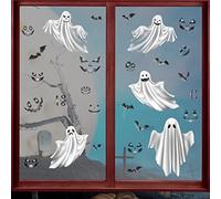 Masyrt Luminous Halloween Stickers, Ghost Bat Wall Decals with Evil Eyes, for Halloween Party, Glow in The Dark Window Decals