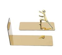 Masyrt Metal Bookends Gold Stainless Steel Men Book Ends Modern Decorative Book Stopper, for Shelves, Coffee Table, Living Room, Office