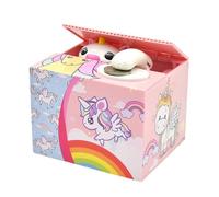 Masyrt Money Bank for Kids,Rainbow Horses Stealing Money Bank,Christmas Moneys Box Toy with Plays Christmas Song,Automatic Moneys Saving Piggy Banks for Kids In Birthday New Year Xmas (PINK)