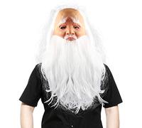 Masyrt Santa Claus Beard Head Cover, Latex Mask, Suitable for Most Adults, for Various Parties and Entertainment Activities Mask (A)