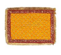 Mat Aasan for Daily Puja Yellow Puja Aasan for Diwali, Navratra, Ganpati Pooja Table, Multipurpose Altar Cloth God Chunri Chowki for Temple, Mandir and Puja Ghar -(Size - 21x13 inches)