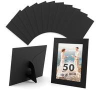 Mat Board Center, 50 Pack 5x7 Paper Picture Frames, Cardboard Frame, Photo Folders with Easel, DIY Frames Black