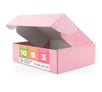 Mat Board Center, Pink Shipping Boxes 10"x8"x3" - 26 Pack Small Cardboard Corrugated Mailer Boxes for Small Business Packaging Mailing Packing Gift Boxes