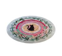 Mat, Divination Mat, Metaphysical Message Block, Round Mat with Black Cat, 8.5 Inches, Astrology Divination Mousepad for Tarot Esoteric Oracle Meditation, Spirit