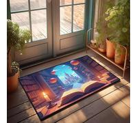 Mat For Shoes By Door A Magical Library With Floating Orbs And A Castle View Doormat Funny Rugs For Front Door Pool Decor(65X90CM)