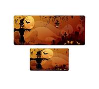 Mat Halloween Non Slip Floor Mats Indoor And Outdoor Decorative Door Mats 2 Piece Set Soft Rug (E, One Size)