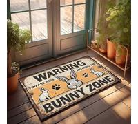 Mat In House Warning: Entering The Bunny Zone - Rabbit Alert! Doormat Farmhouse Front Door Mat Front Door Decor(50X80CM)