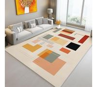 Mat & Rugs 47 x 71 inches Rugs for Living room Bedroom Floor Carpet Printed Cozy & Soft Touch Texture-Nonslip Base Indoor Modern Geometry Cubes Bauhaus for Aesthetic Home Orange Brown